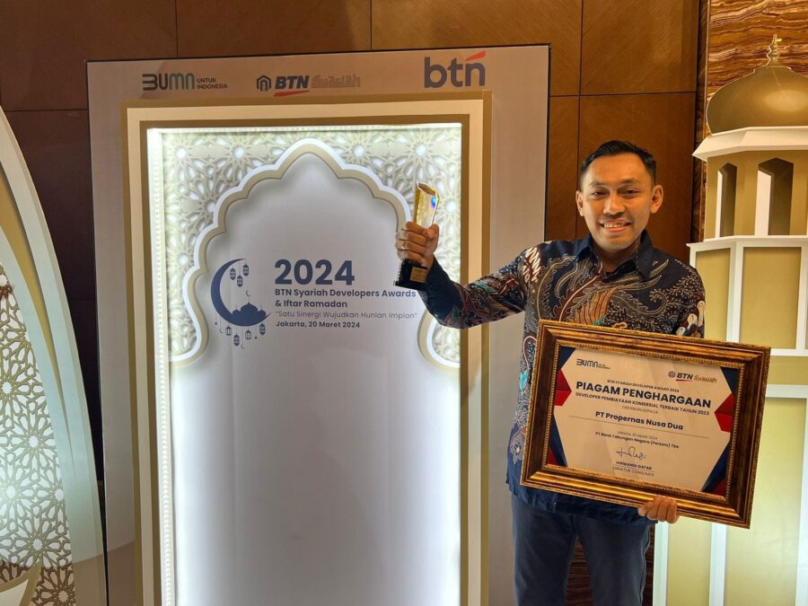 Propernas Nusa Dua Sabet Penghargaan Developer Pembiayaan Terbaik 2023 dari BTN Syariah