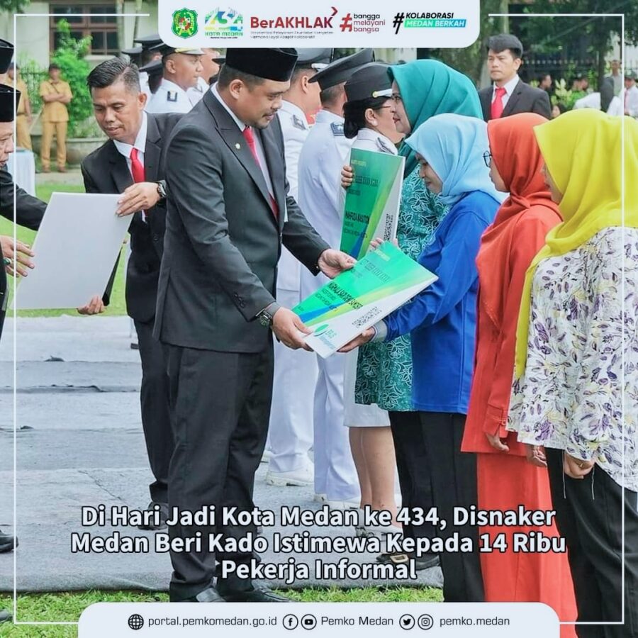 Walikota Serahkan BPJS Ketenagakerjaan di Hari HUT 434 Kota Medan
