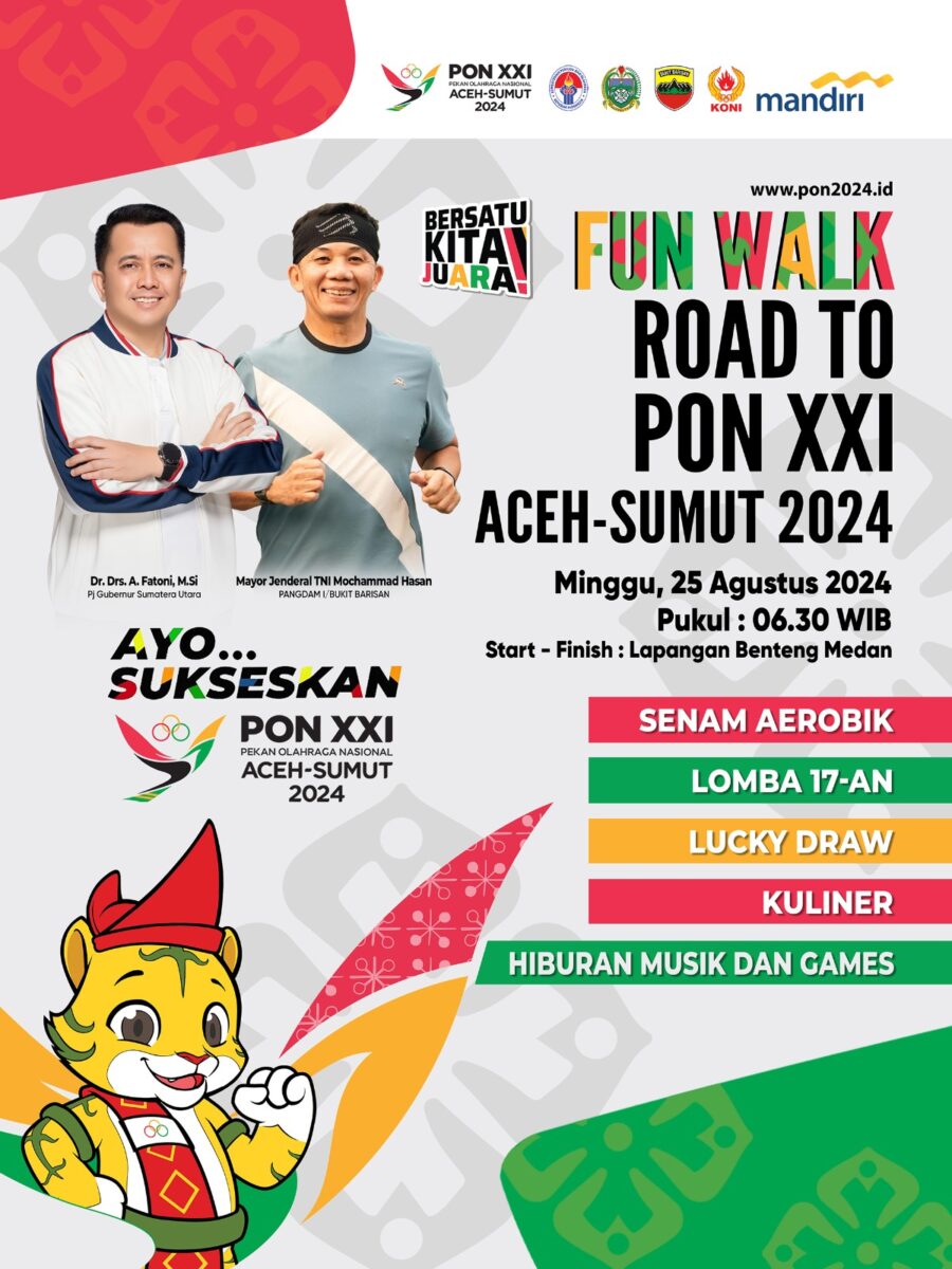 Road To Pon XXI Aceh-Sumut Gelar Fun Walk Bersatu Kita Juara