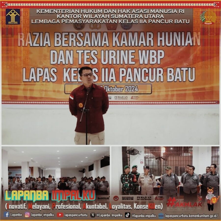 Razia Gabungan Pastikan Zero Halinar di Lapas Pancur batu.