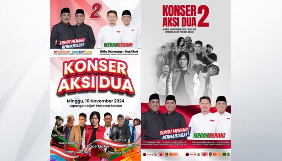 Kompak Calon Gubernur Sumut dan Walikota Medan Konser Aksi Dua