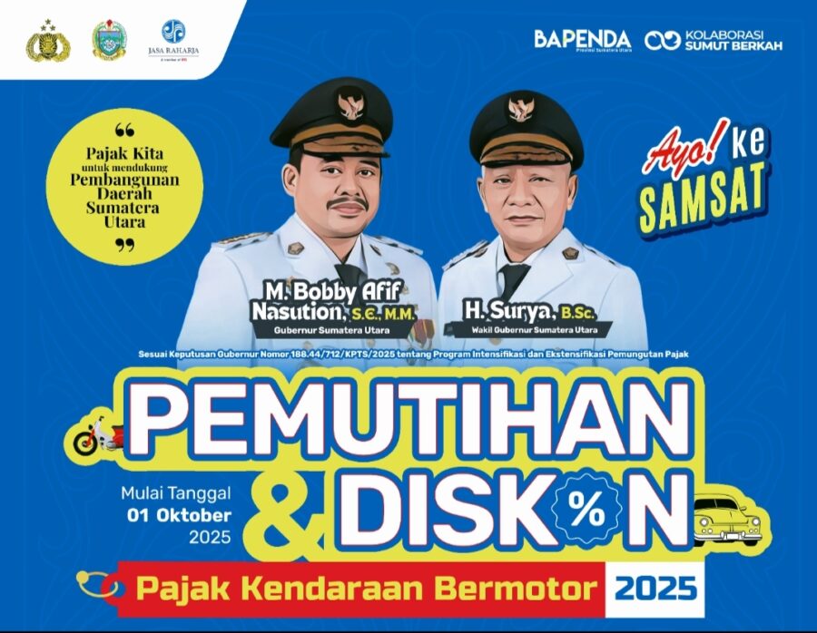 1 Oktober Pemutihan dan Diskon Pajak Bermotor di Sumatera Utara