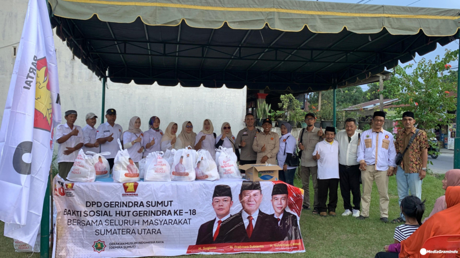 Gerindra Sumut dan GEMIRA Gelar Bakti Sosial Sambut HUT ke-18 di Desa Kelambir Lima Kebun