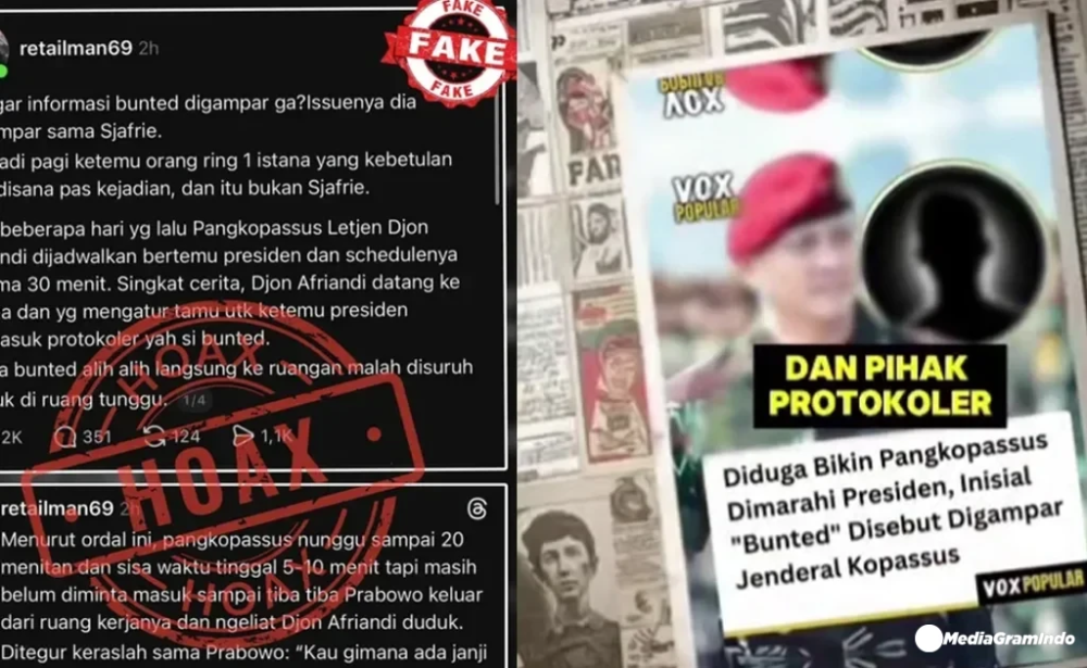 Ramai Isu Panglima Kopassus Tampar Seskab Letkol Teddy, Ternyata Berita Hoaks