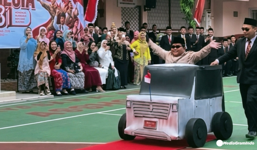Kemeriahan HUT RI ke-81 Pecah Saat Seorang Anak SD Bergaya Presiden Prabowo